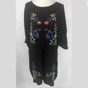 ASOS Womens Romper 16 Embroidered Black Open Back